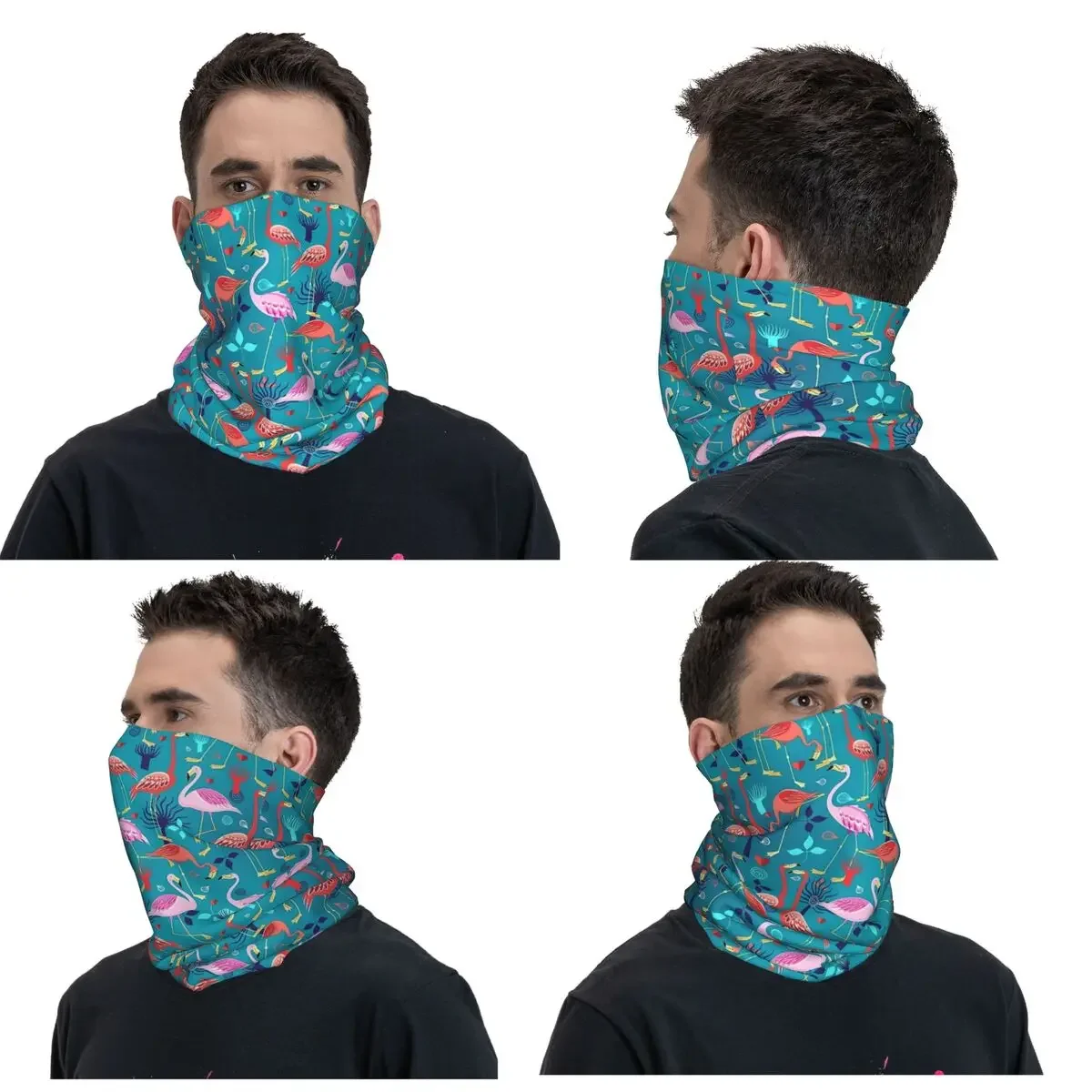 Flamingo Cactus Tropical Ruber Bandana Neck Cover Printed Mask Scarf Multifunction Balaclava Outdoor Sports Unisex Adult