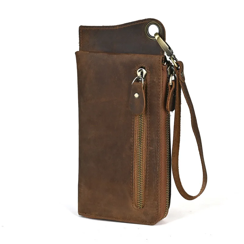 Dompet Kulit Asli Panjang Tempat Kartu Pria Dompet Kulit Sapi Asli Tas Tangan Clutch Kulit Sapi Pria Antik
