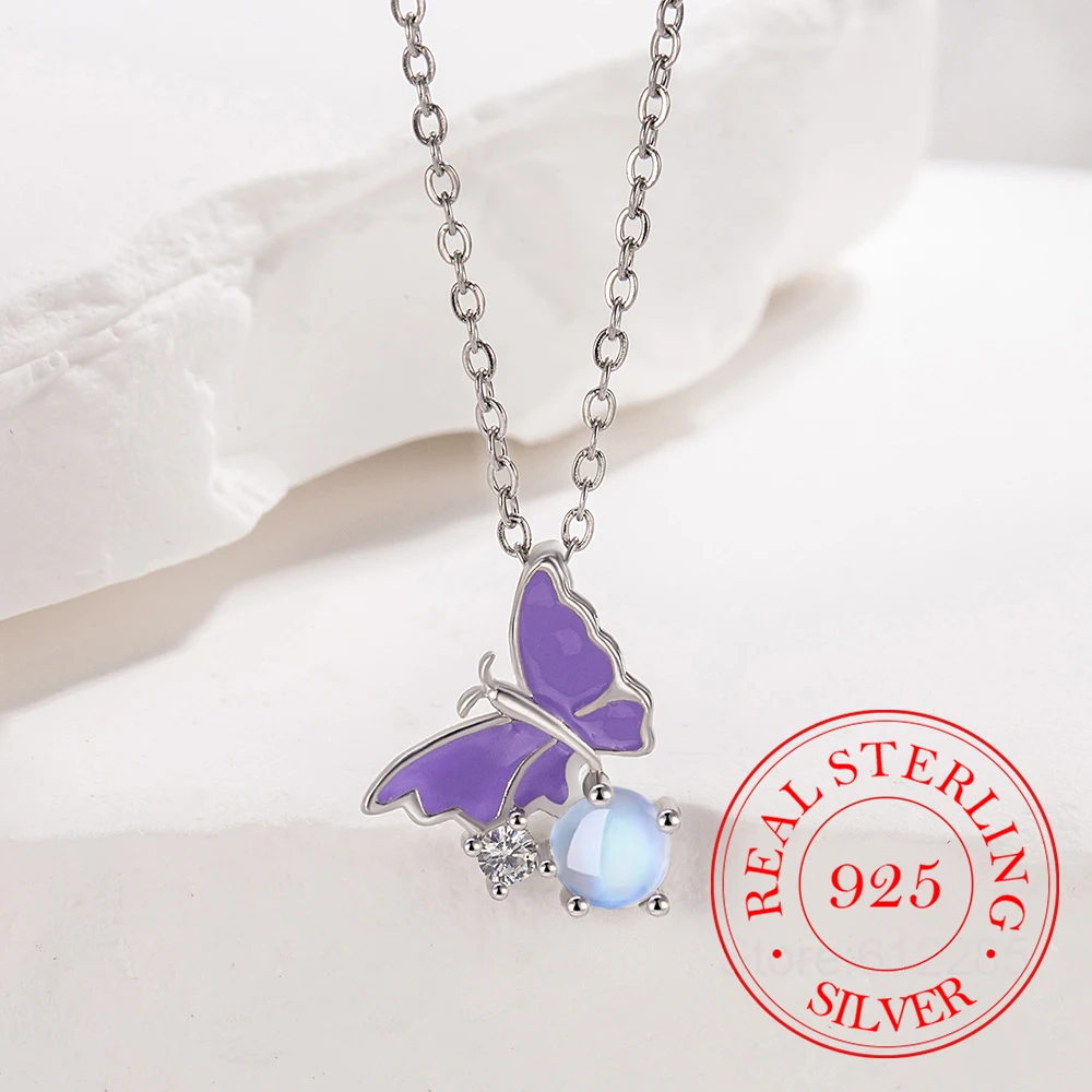 

Ювелирные изделия из стерлингового серебра 925 пробы, кулон в виде бабочки с кристаллами AAA+, ожерелье для женщин, украшения для свадьбы и вечеринки, подарок для подруги