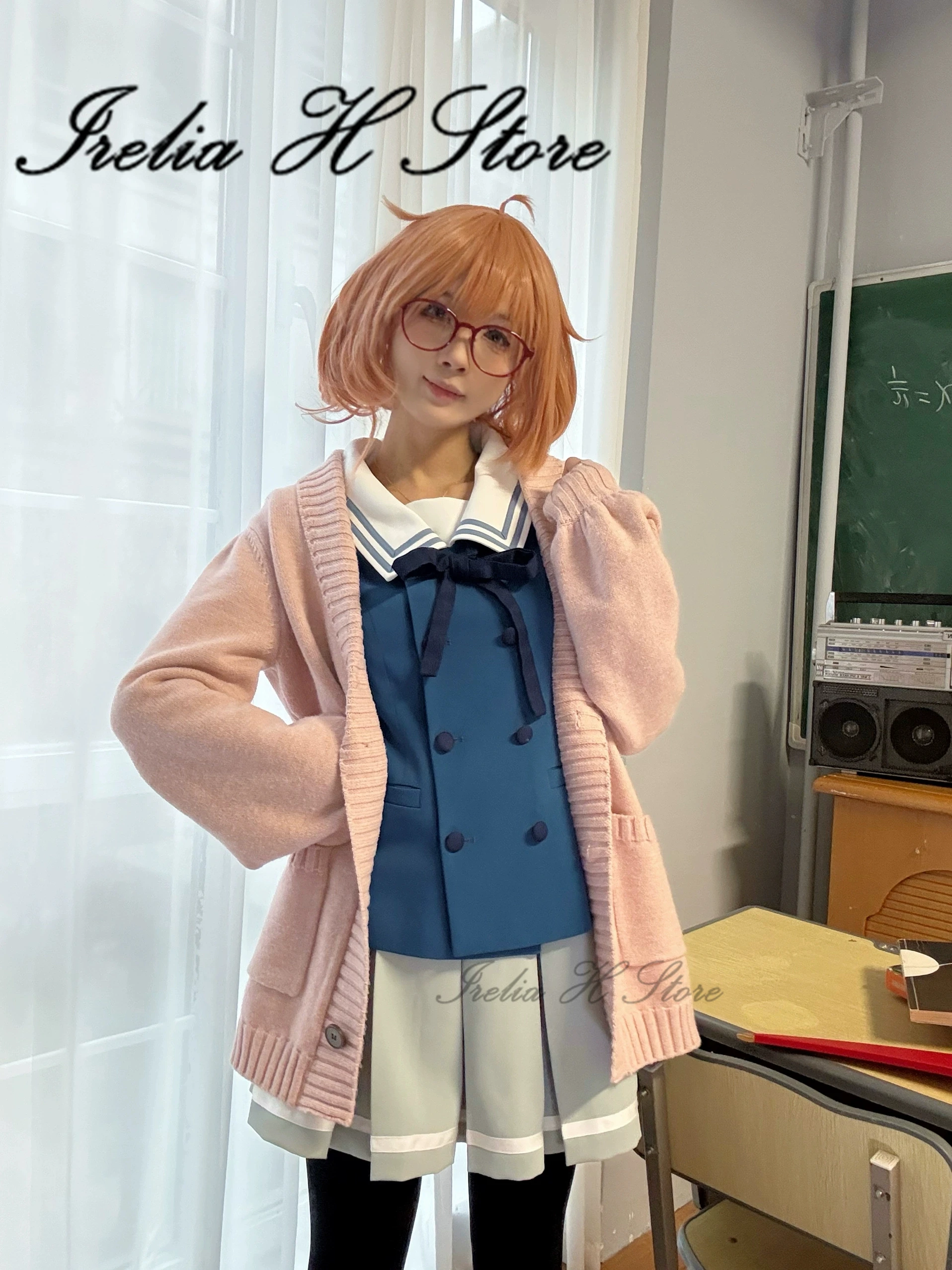 Irelia H Store Beyond the Boundary Kuriyama Mirai Cosplay Costume School uniform jk skirt sweater