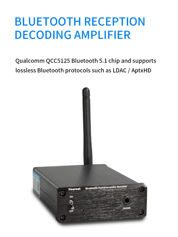 

Heareal L1 Wireless Bluetooth HIFI Headphone Audio Lossless Ldac/APTX-HD DAC Receive Adapter for Power Amplifier Active Speaker