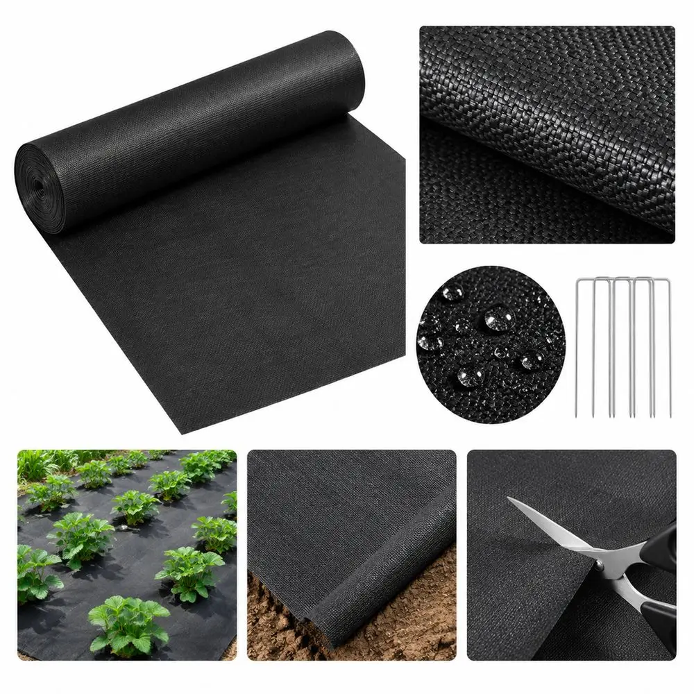New Landscape Fabric Weed Barrier Fabric PP Woven Material Heavy Duty Garden Mulch Fabric Black Weed Control Membrane Farm