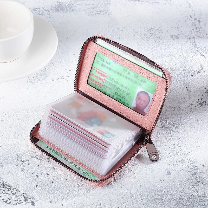 1pc 20 Slots Cards Storage Bag Organizer for ID Credit Card Holder Bag Case Coin Purse Portable Cards Bag Zipper PU Wallet