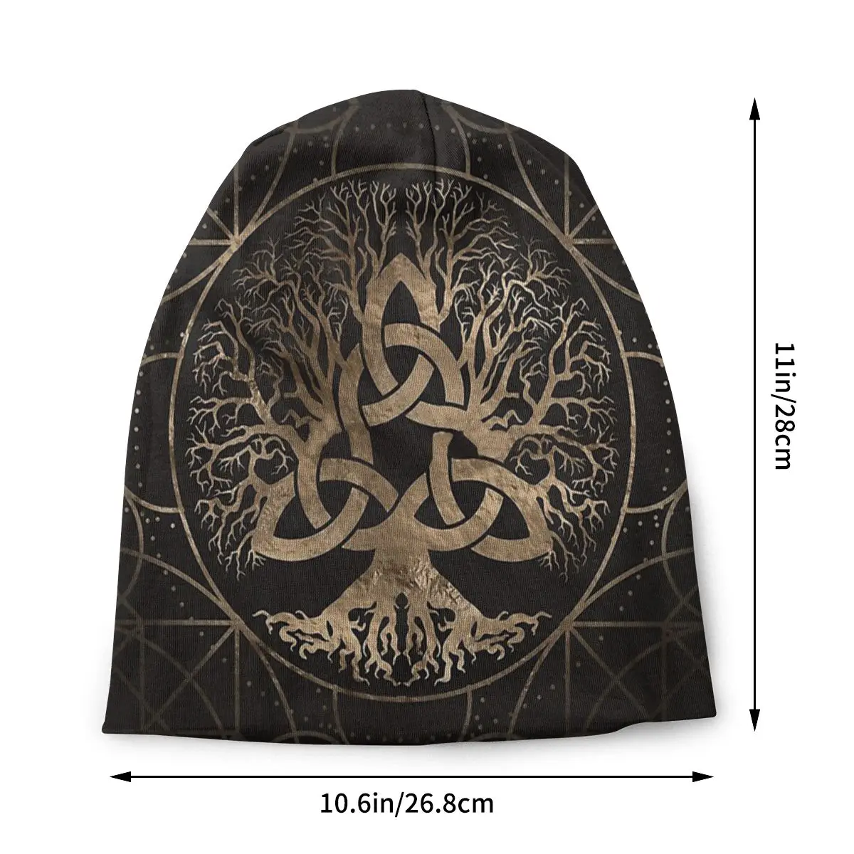 Yggdrasil With Triquetra Tree of Life Washed Warm Bonnet Outdoor Casual Beanies Protection Men Women Hats