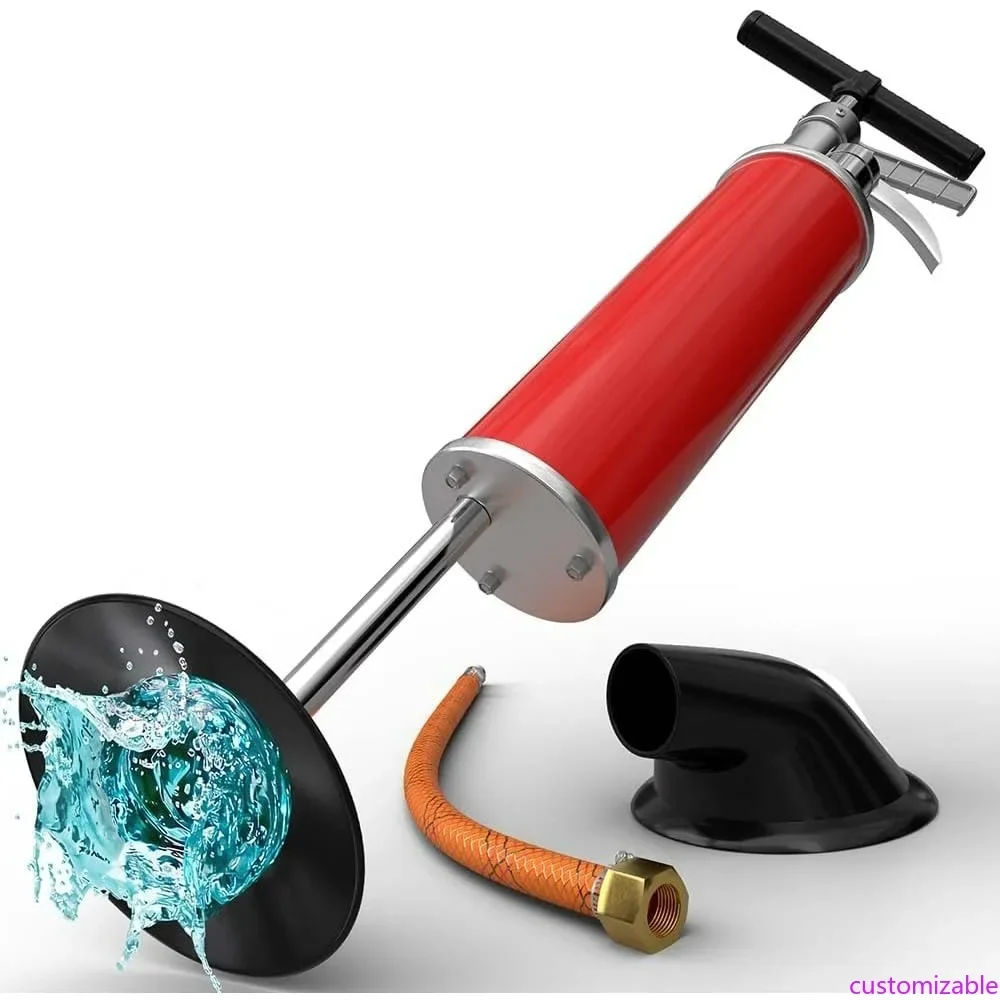 

XXL Drain Blaster with Dual Attachments - 100 PSI High-Pressure Air Plunger for Severe Blockages