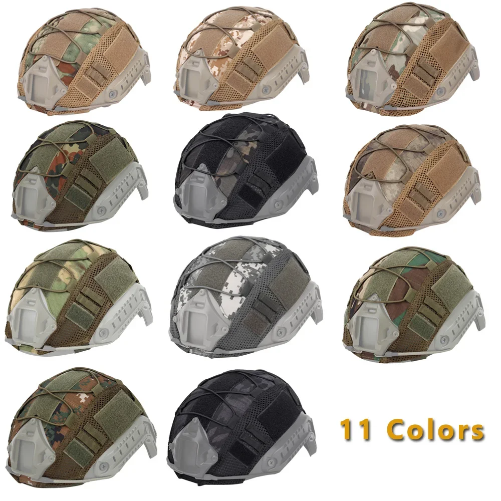 Cubierta de casco táctico con cordón elástico, circunferencia de la cabeza de camuflaje, 50-62cm para MH, PJ, BJ, accesorios para cascos rápidos