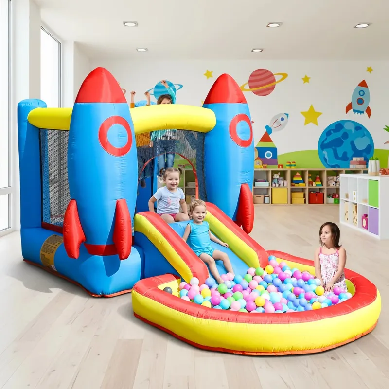 party inflatable bounce house, children's outdoor indoor inflatable castle combination, ball pit, slide, basket, trampoline