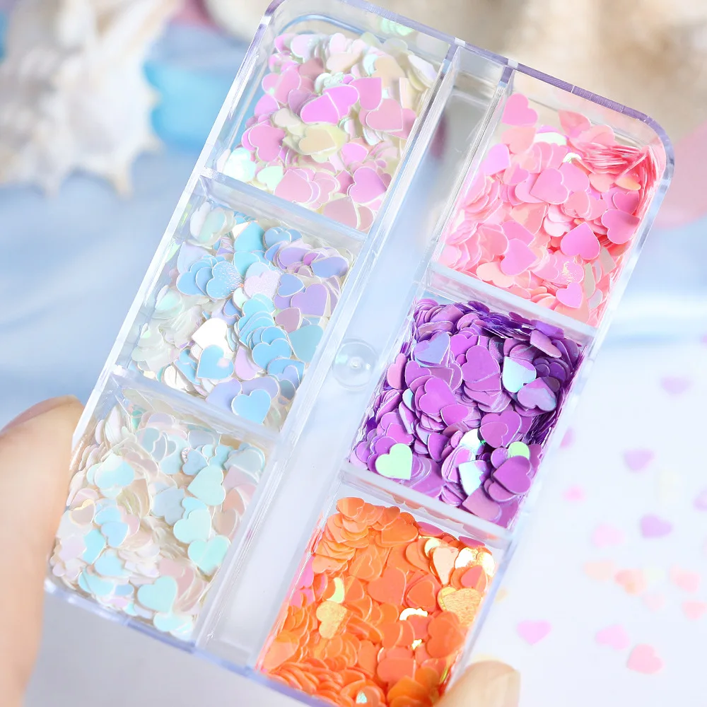 Nail Jewelry Love Heart Nail Sequins Mermaid Love Heart False Eyelash Decorations Heart Nail Glitter Flakes Japanese Nail Art