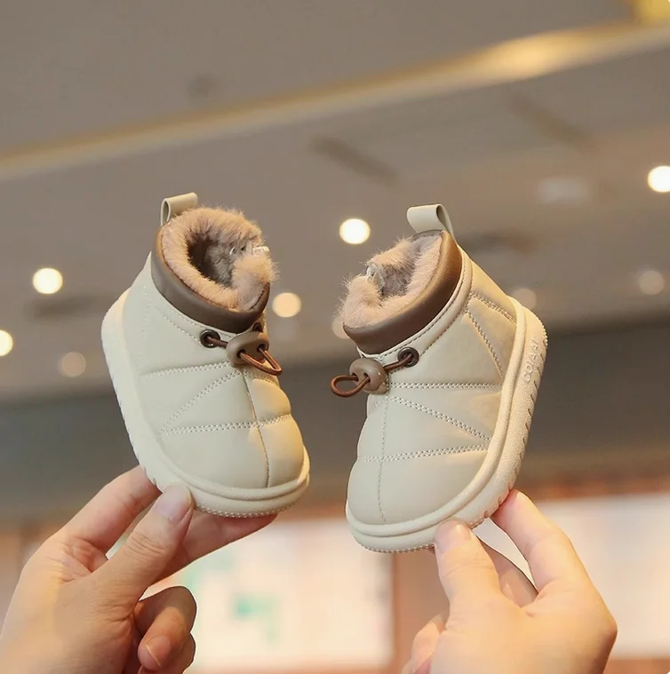 Winter Boots for Baby Boys Outdoor Girls Snow Boots Fashion Elastic Band Plush Children Cotton Shoes Non-slip Kids Casual Shoes