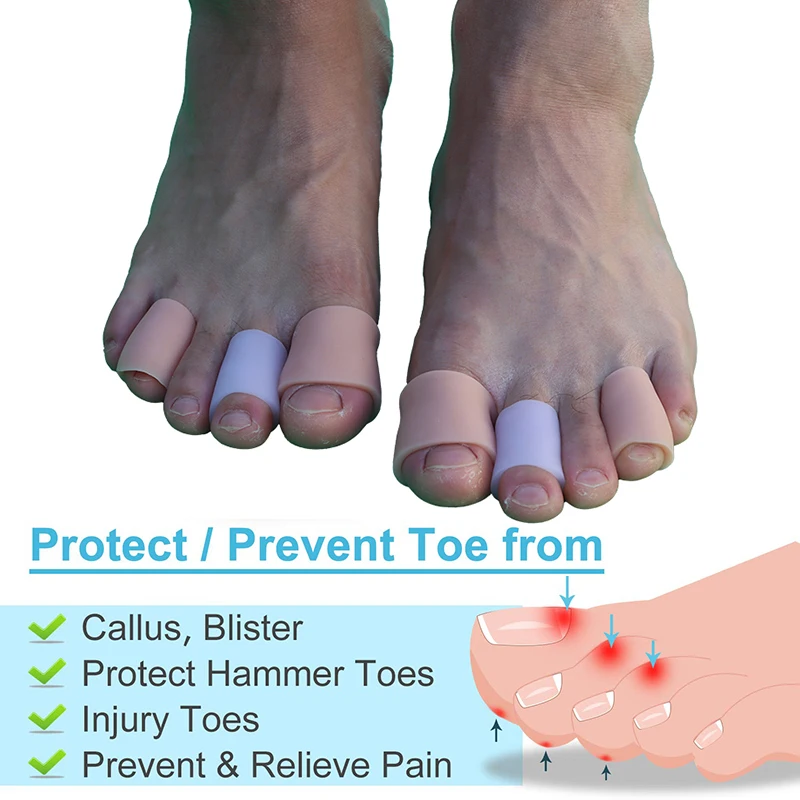 Toe Protectors 1/2/5/10Pcs Gel Toe Protectors Silicone Toe Sleeve Toe Covers for Hammer Toes Corns Calluses and Blisters