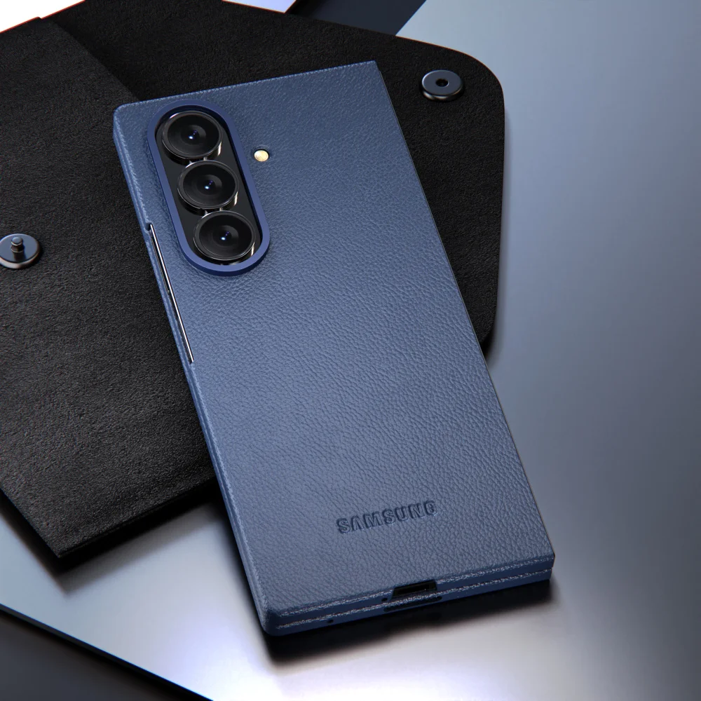 Oryginalne skórzane etui do Samsung Galaxy Z Fold7, Z Fold6, Fold5, luksusowe, biznesowe, teksturowane, ochronne etui na telefon, ochronna tylna obudowa. — zdjęcie produktu 4