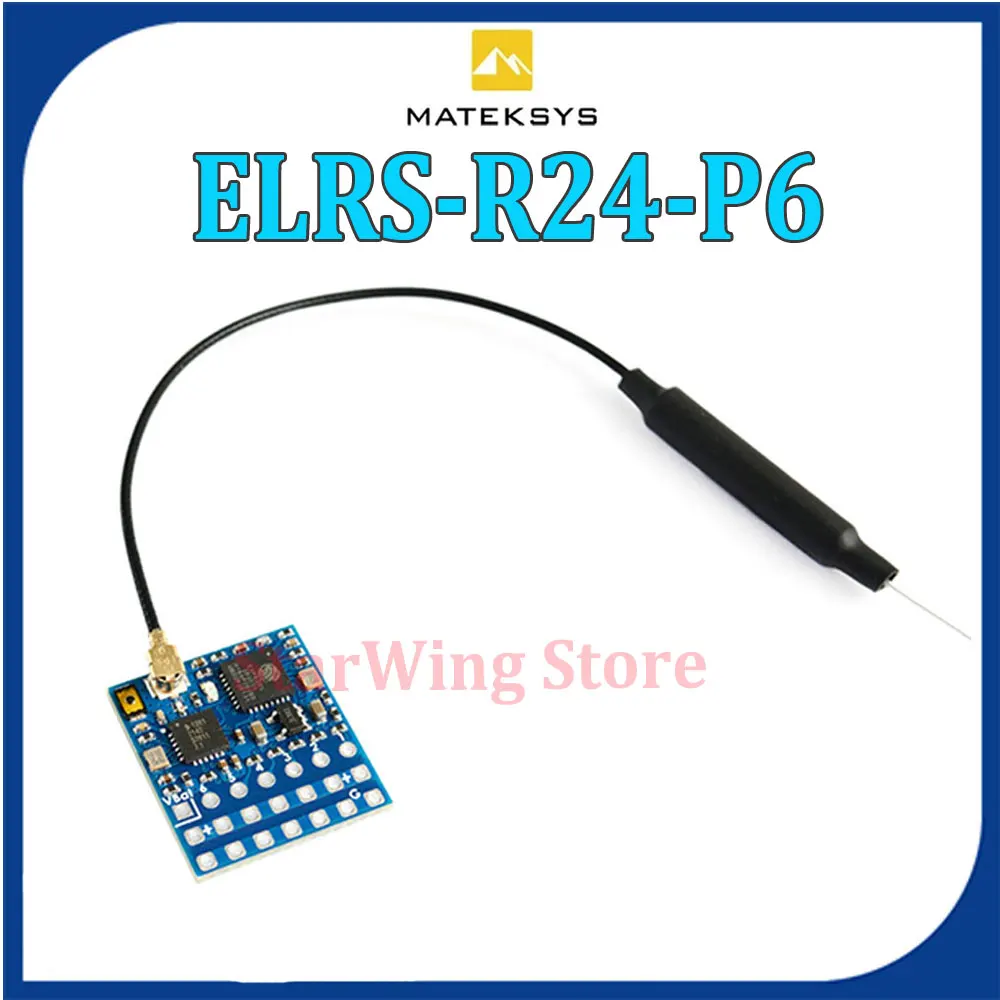 MATEK ELRS-R24-P6 R24-P6 EXPRESSLRS PWM 리시버, 안테나 커넥터 포함, 지지대 2 ~ 8S VBat 전압 감지, RC FPV 드론용, 2.4GHz