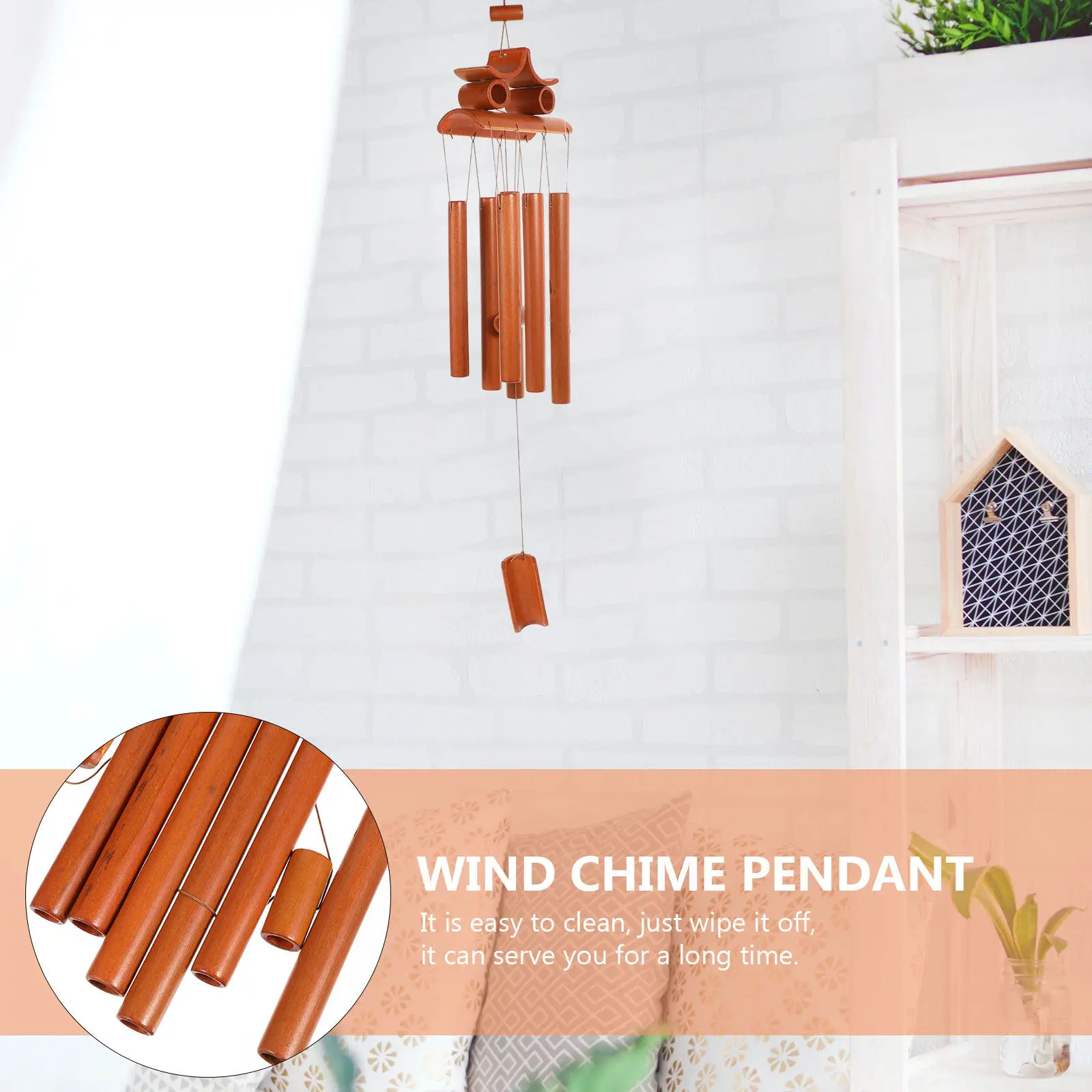 1Pcs Bamboo Wind Chimes Sustainable Material Wind Bell Home Decor Office Shop Garden Gift Hanging Ornament