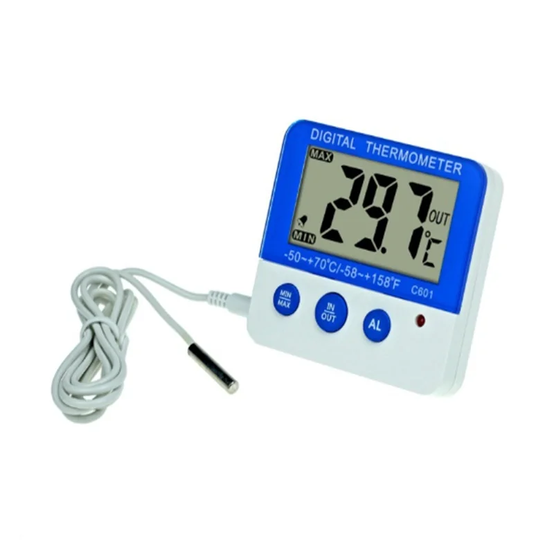 Termometro digitale per frigorifero con display LCD con allarme e termometro digitale per congelatore a temperatura massima minima per interni ed esterni ﻿