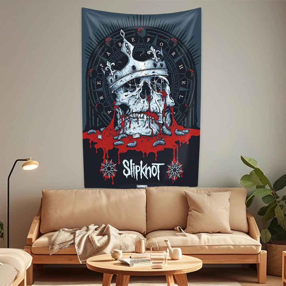 

Heavy Metal Rock Band Tapestries Slip Hippie Knots Home Decor Aesthetics Wall Hanging Background Cloth Dorm Bedroom Decoration