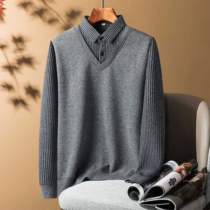 Men's Streetwear Solid Color Knit Sweater Warm Men Clothing Casual Pullover Fashion Hombre Male Spring Autumn Sweat-shirt