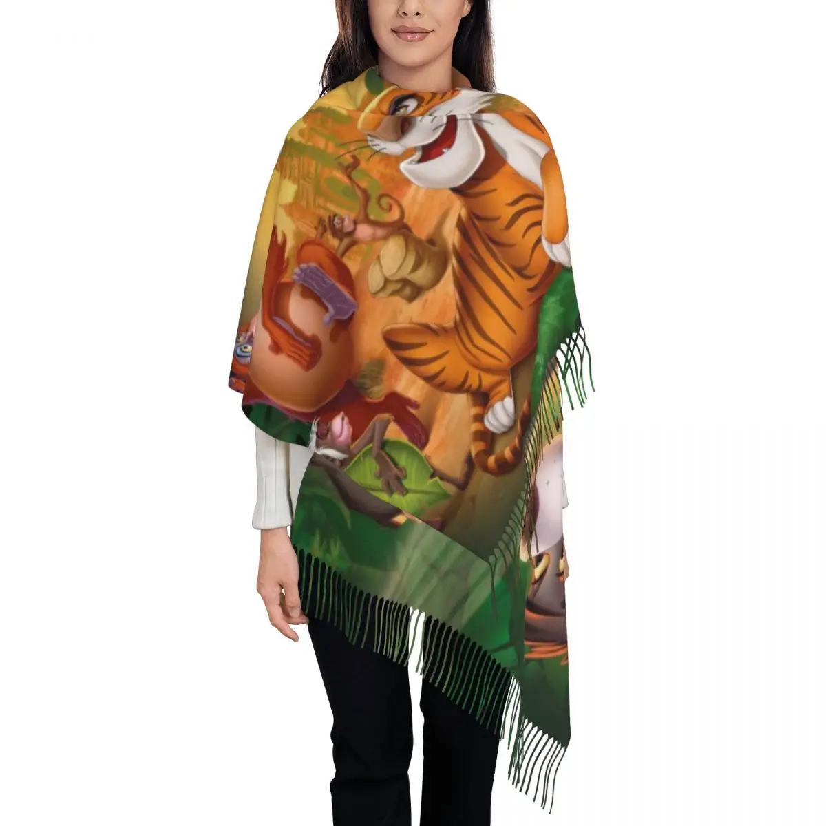 

Шарф с героями мультфильмов «Книга джунглей» на заказ, мужские и женские зимние теплые шарфы, шаль