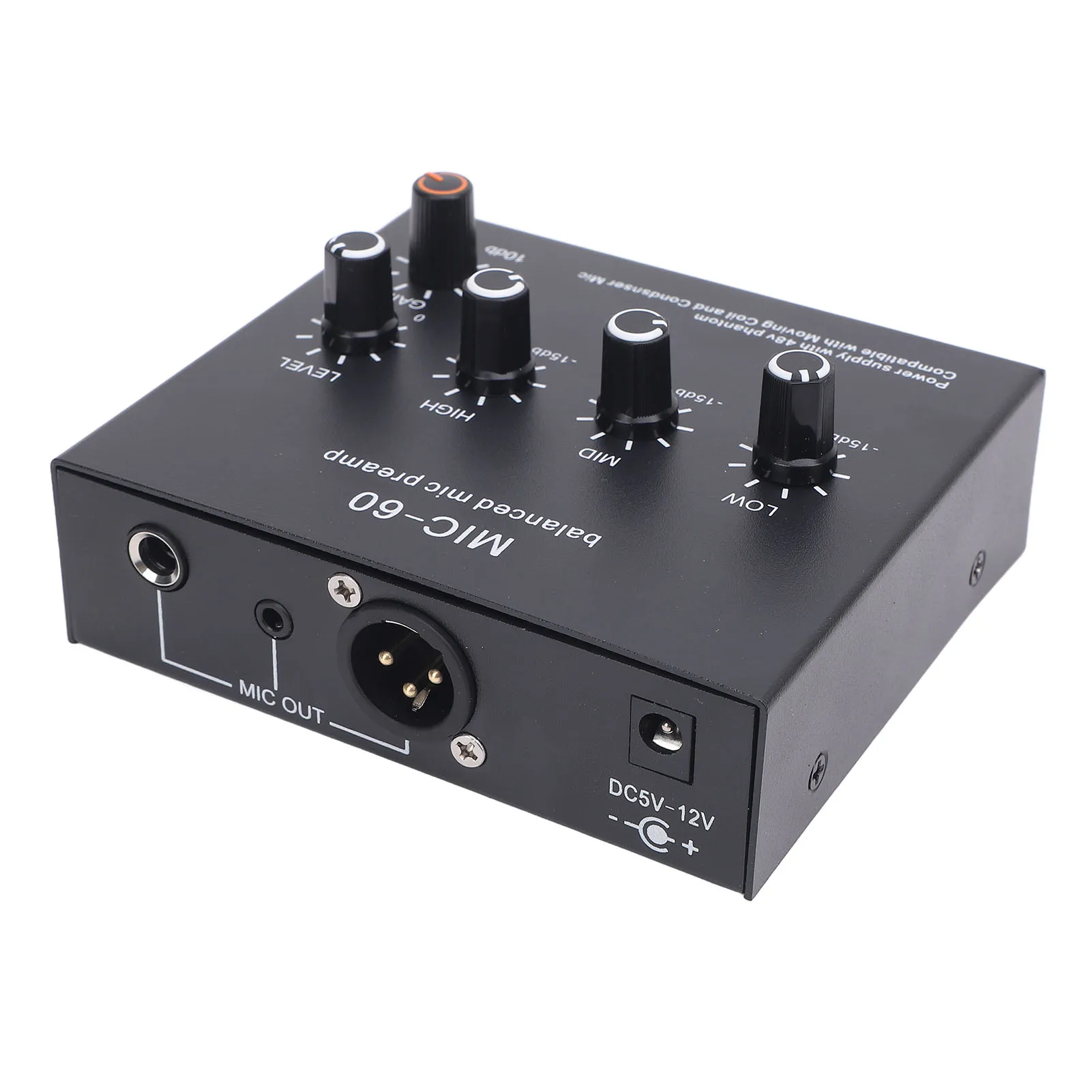 الميكروفونات الداعم سبائك الألومنيوم 48 فولت قوة الميكروفون المتوازن Preamp تعزز جودة الصوت لميكروفون الديناميكي والمكثف #4