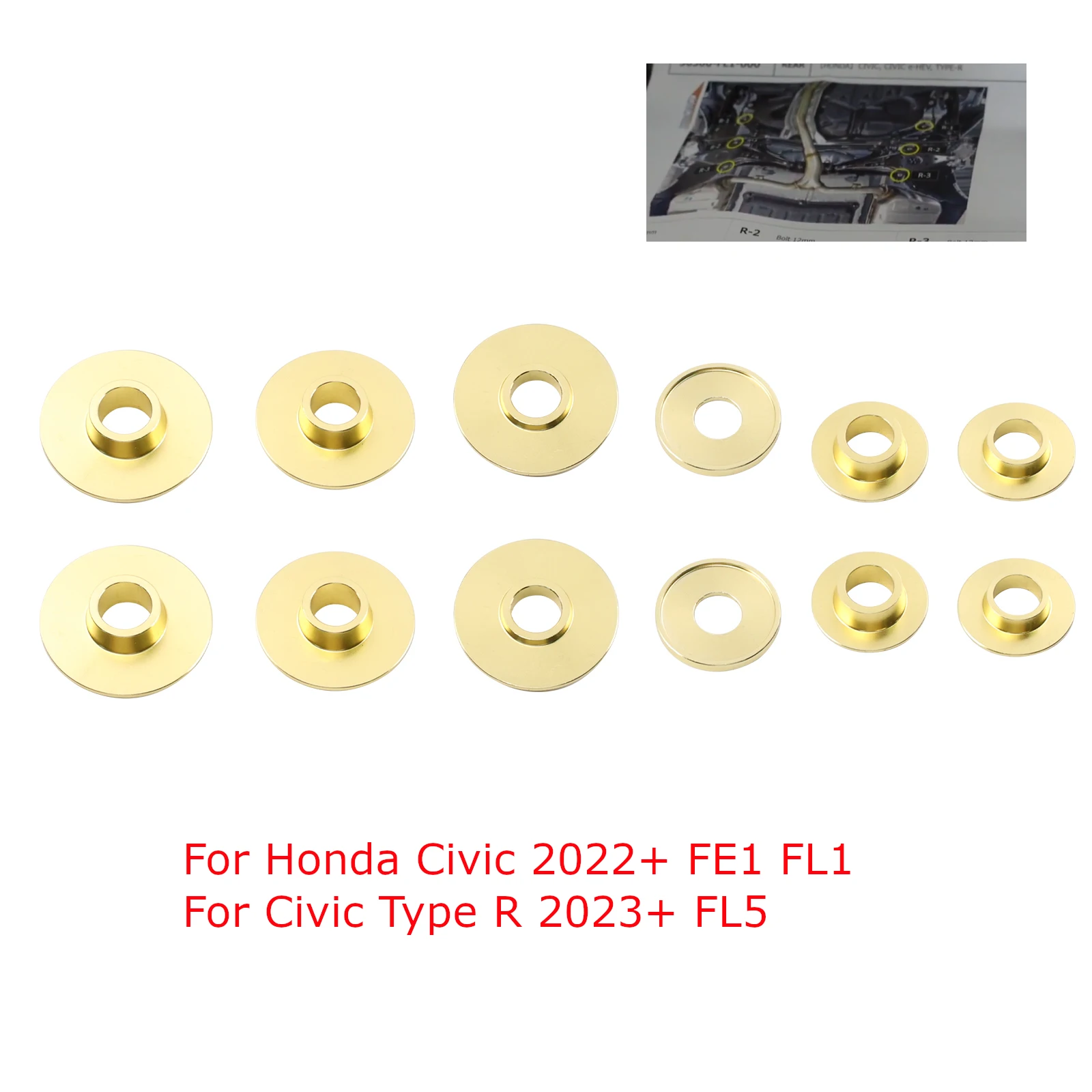 

12PCS/Set Subframe Rigid Collars Kit Rear for Honda Civic 2022+ FE1 FL1 For Honda Civic Type R 2023+ FL5