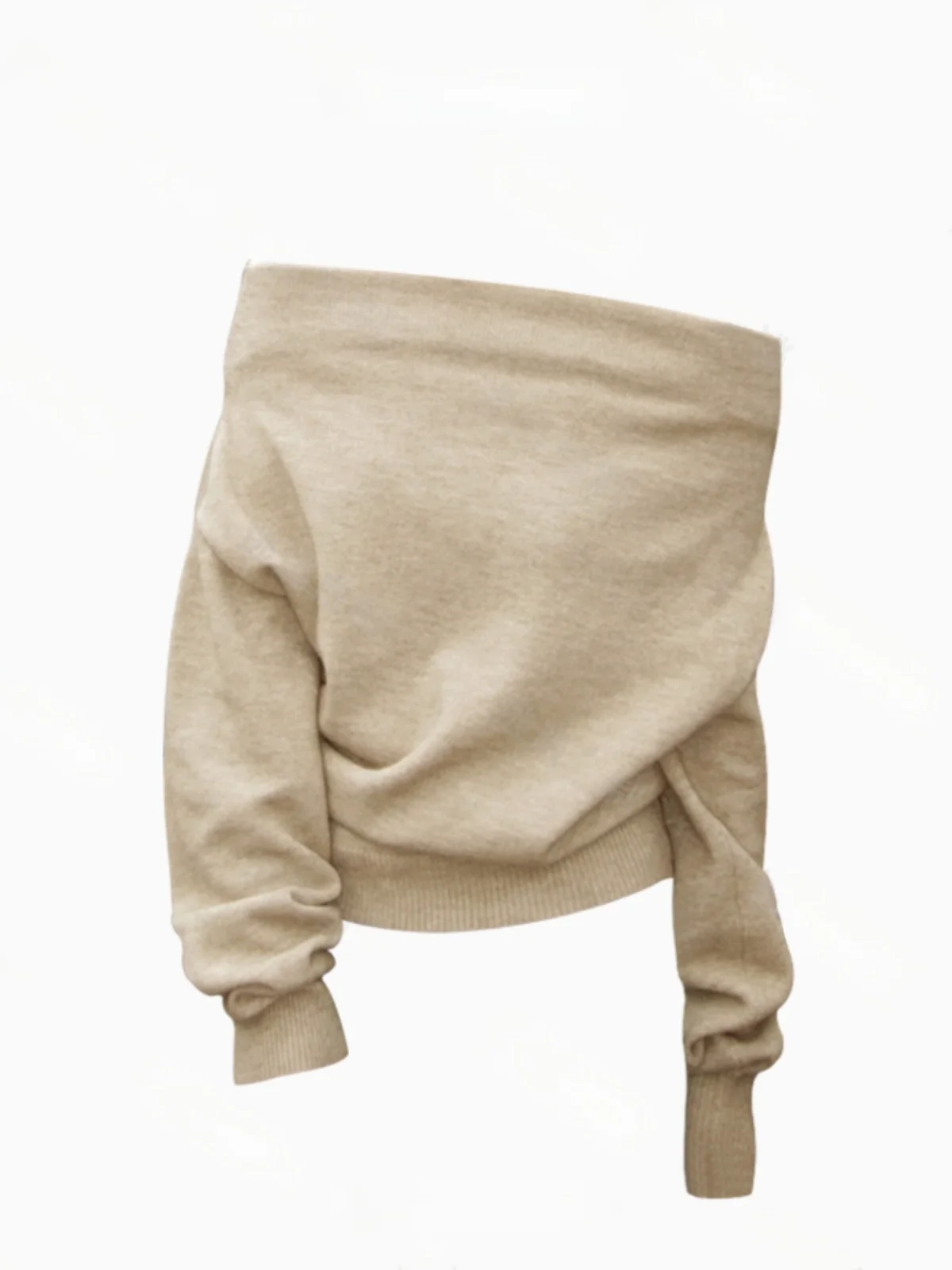 

Ele Korean Sle Long Sve oulder Bared Knitted Sweater Women's Slim Fit Base irt Top for Autumn Winter Commute