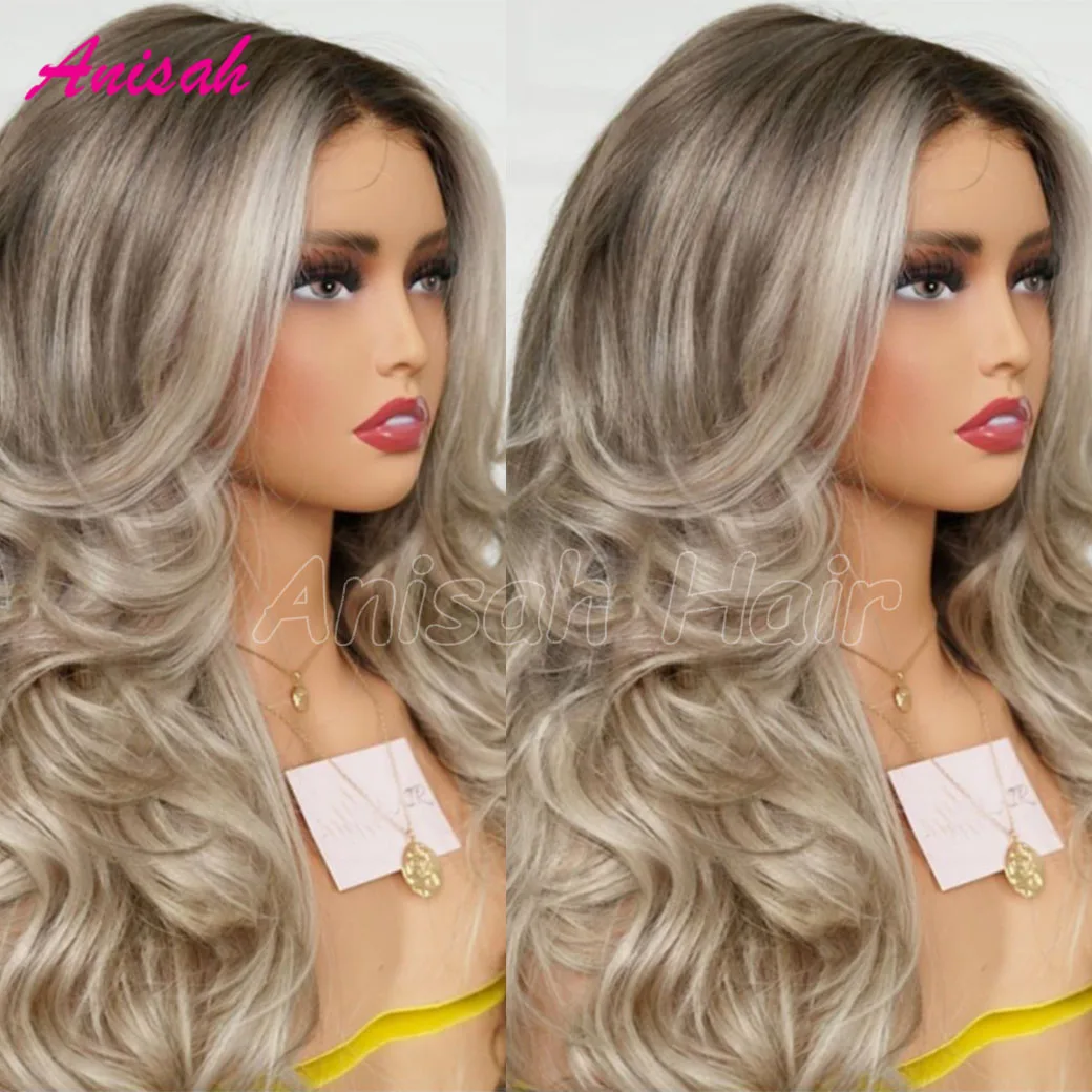 Asblonde Golvende Kant Voor Pruiken Menselijk Haar Preplucked Braziliaanse Remy Haar 5x5 Vetersluiting Menselijk Haar lijmloze Pruiken