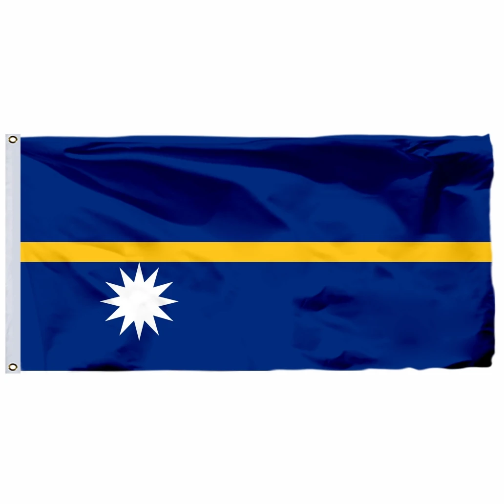 Nauru Flag 90x150cm 3x5ft 115g 100D Polyester Double Stitched High Quality Free Shipping 21x14cm