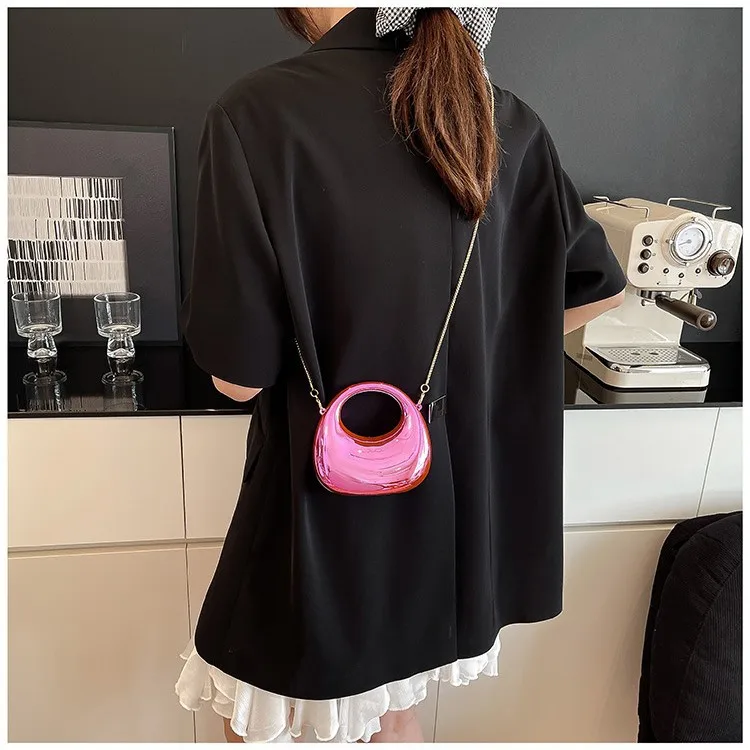 أزياء سلسلة حزام حقيبة صغيرة الهلال القمر الاكريليك أحمر الشفاه عملة المحفظة الاطفال حقيبة كروسبودي حقيبة كتف صغيرة الرافعة للفتيات