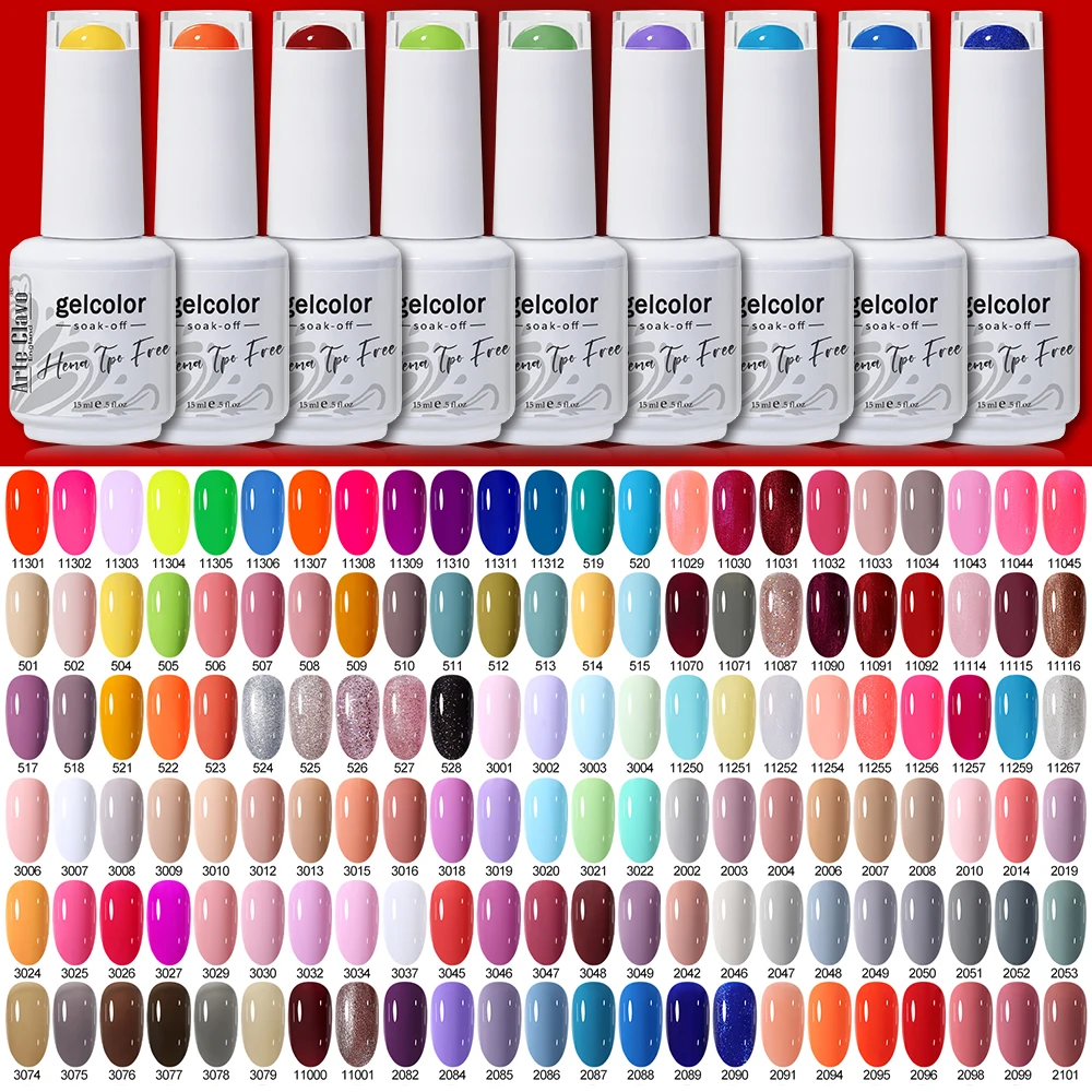 Arte Clavo Red Color 15ml Brown UV Gel Nail Polish Gel Nails Art Hybrid Soak Off LED HEMA TPO FREE Series DIY Varnishes Lacquer