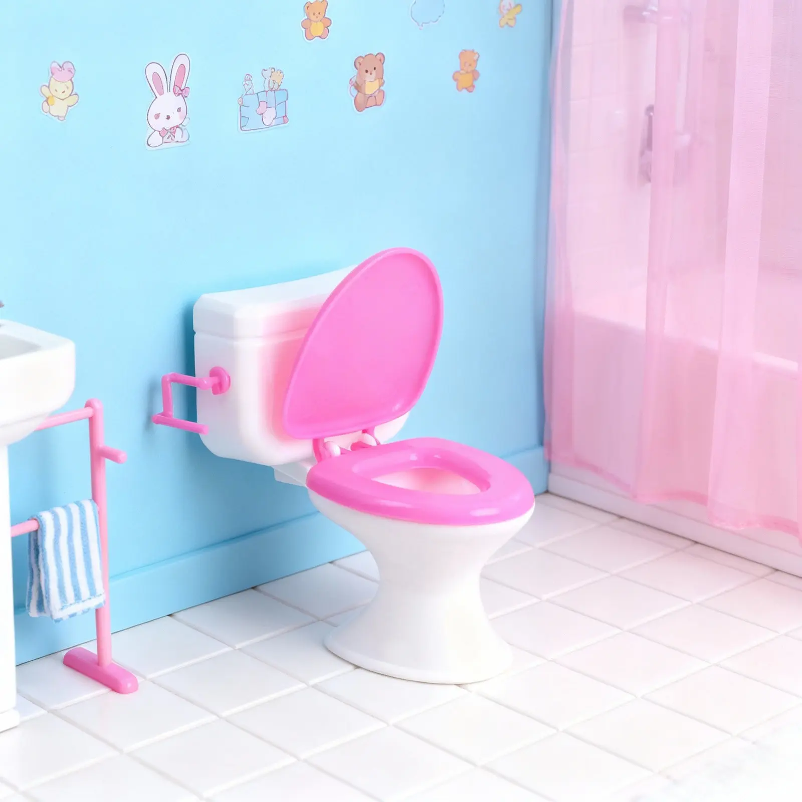 

Pure White Miniature Toilet for Dollhouse Decor Delicate Realistic Bathroom Accessory Wear-Resistant Plastic Mini House Decor