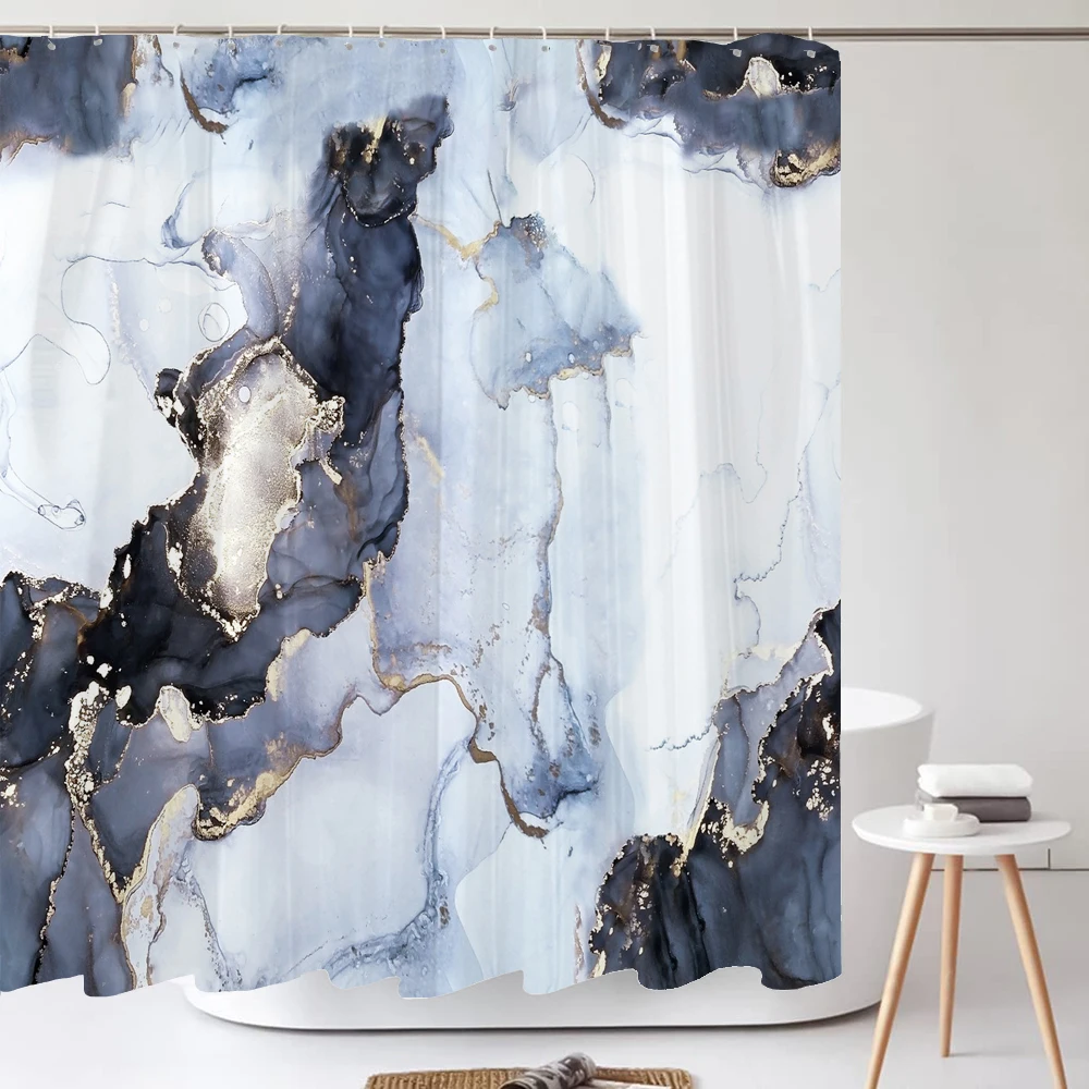 High Quality Print Shower Curtain Art Abstract Marble Pattern Bathroom Curtains Home Decor Waterproof Polyester Fabric with Hook