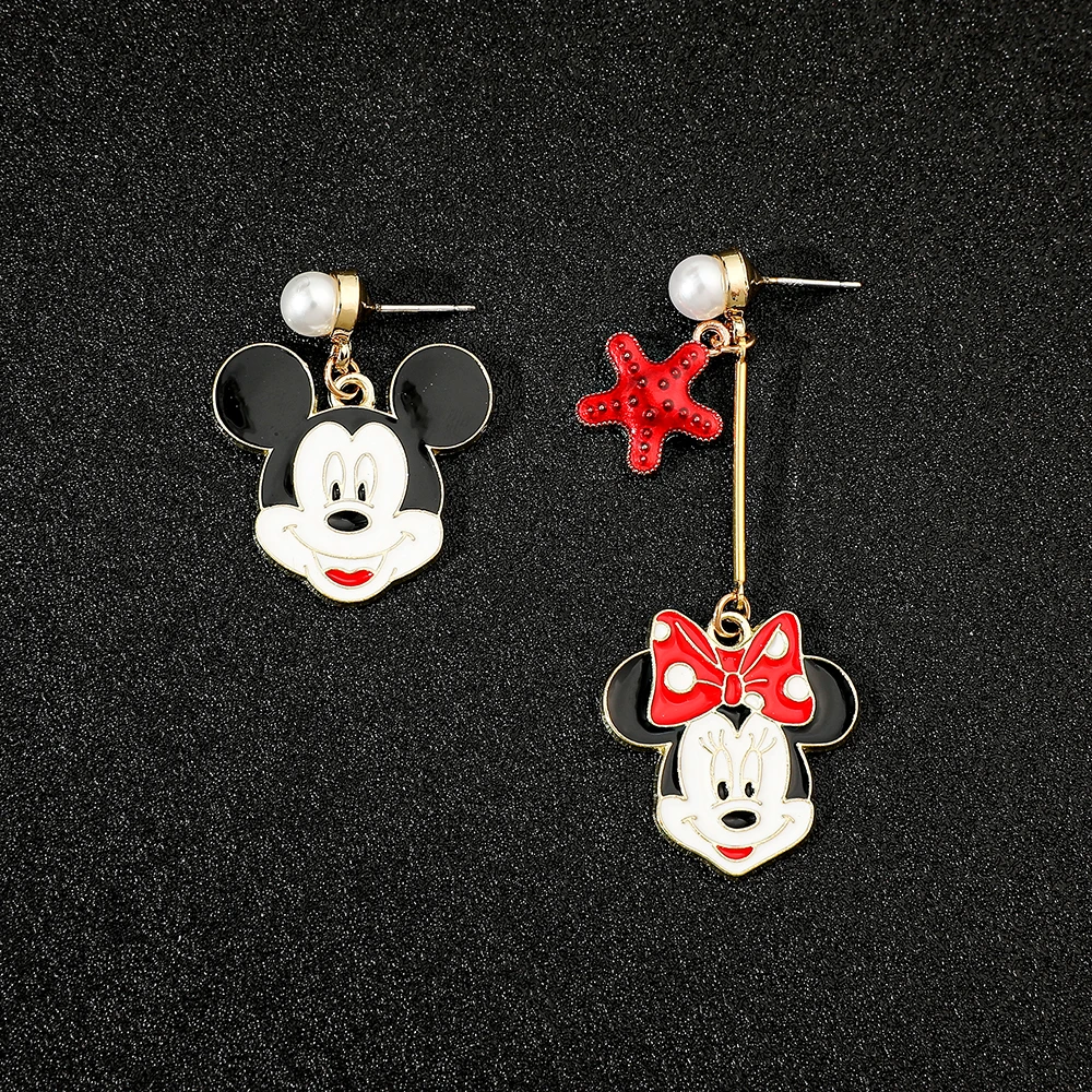 Disney Fashion Classic Mickey Mouse Earrings Sweet Cute Minnie Mickey Mouse Ear Studs For Friends Birthday Jewelry Gifts