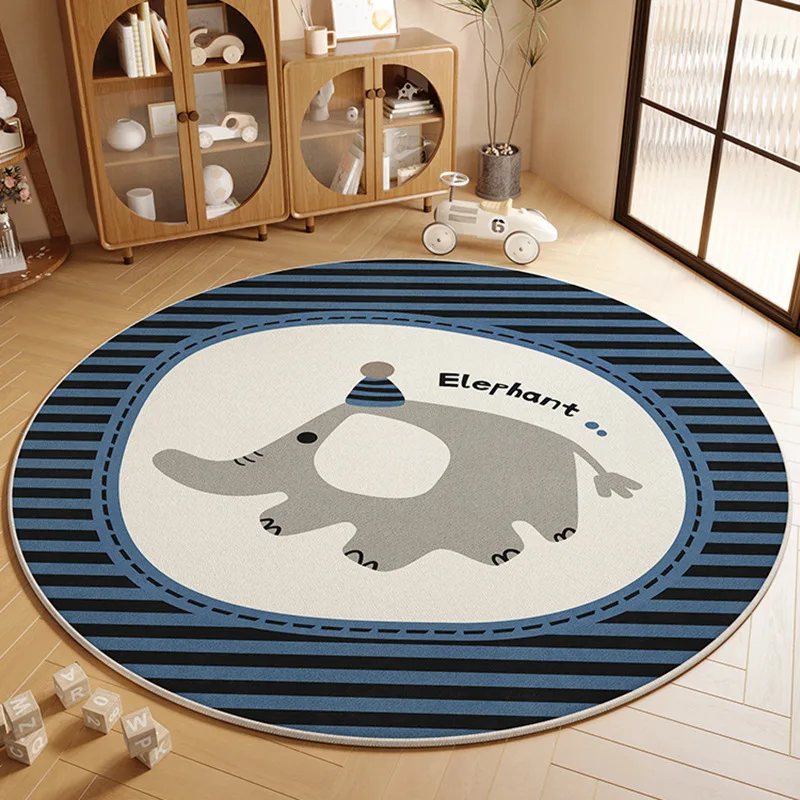 VIKAMA Bedroom Stain-Resistant Children's Room Bedside Rug Round Crystal Velvet Carpet Living Room Coffee Table Rug Home Decor