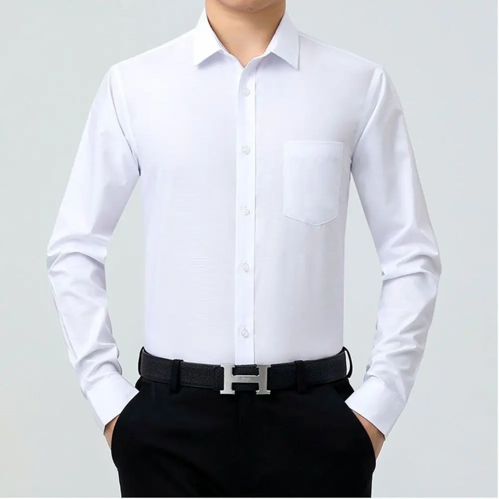 AYUNSUE-Camisa de manga larga de seda para hombre, ropa informal de negocios, Tops, 100%