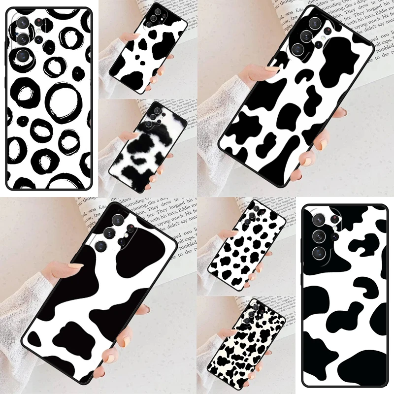 Spotted Cow Skin Print Slim Cell Phone Case for Samsung Galaxy S26 Ultra S25 S24 S23 S22 S21 S20 Note10 Cover