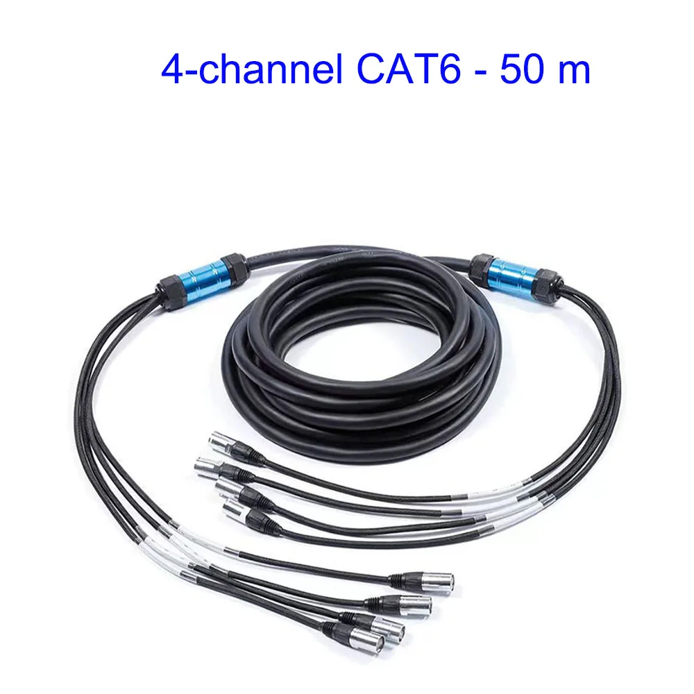 New 4-channel CAT6 50 meter  Ethernet cable with dual shielded high-speed digital mixer network RJ45 expansion cable