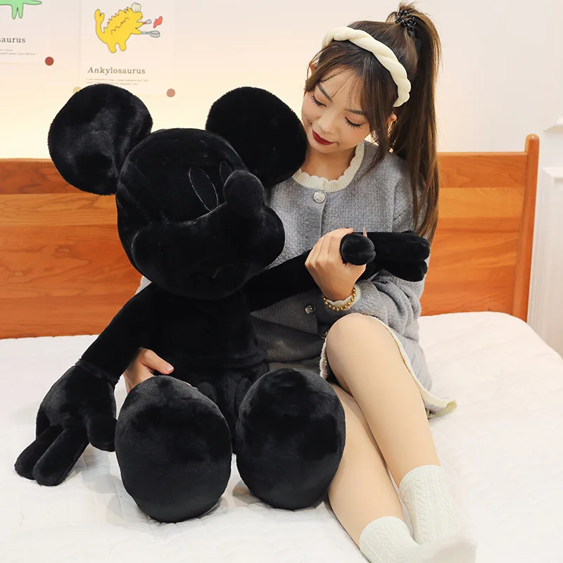 Pluszowa maskotka myszka z kreskówki, urocza, anime, czarno-biała, miękka, modna zabawka, duża lalka, ozdoba na biurko do pokoju, poduszka do spania, prezent dla dzieci.