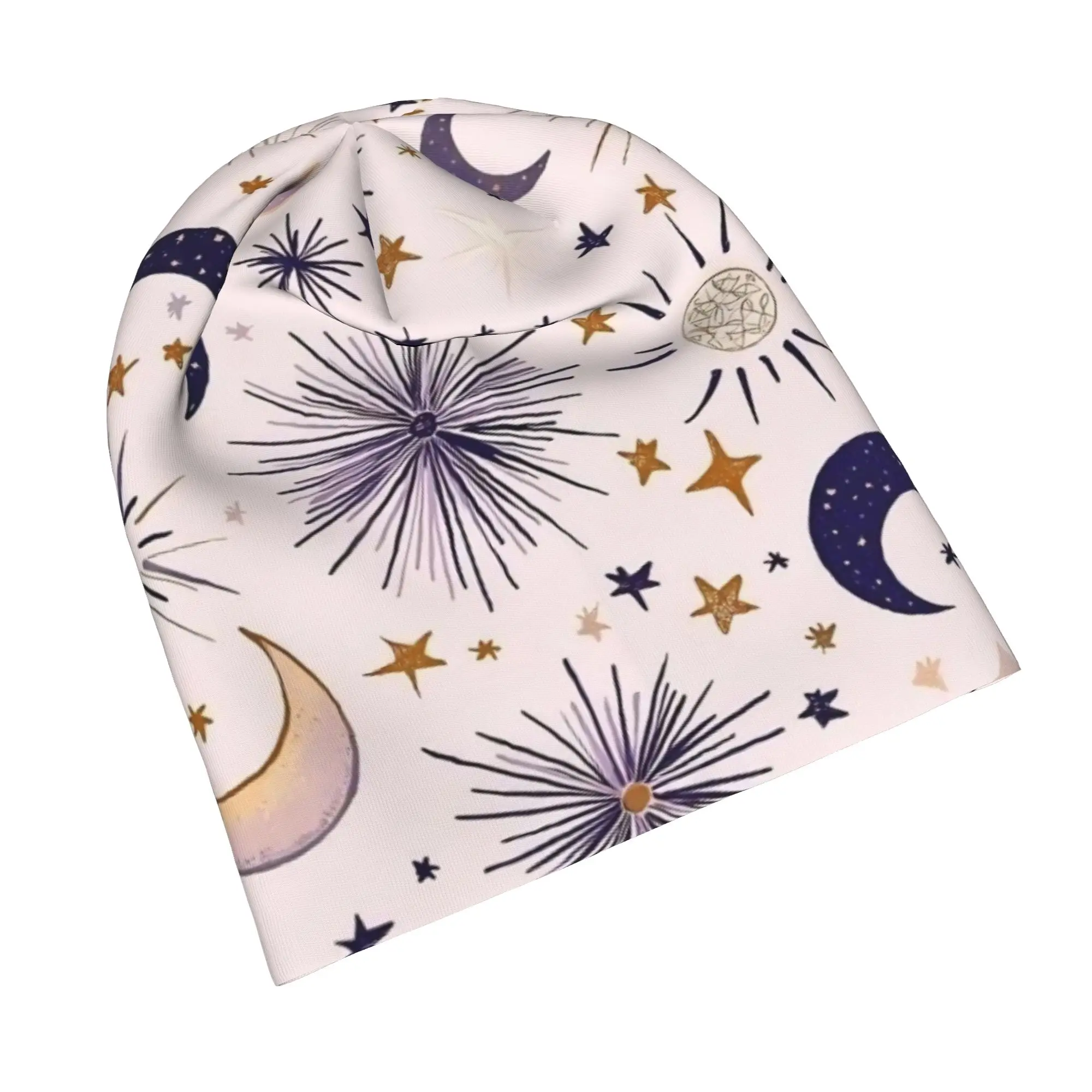 Astrology Zodiac Moon and Stars Bonnet Hat Outdoor Skullies Beanies Hat  Moon Star  for Men Women Warm Dual-use Caps