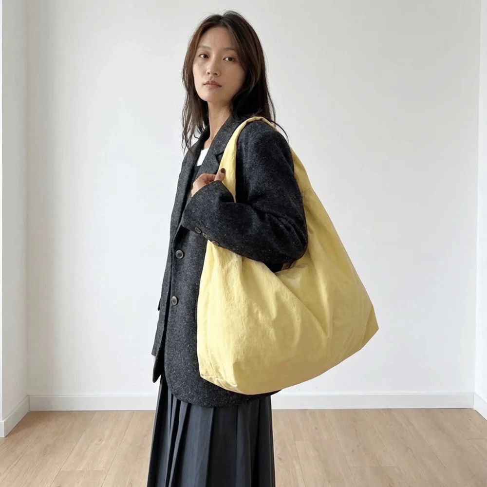 

Casual Zipper Nylon Shoulder Bag Cloth Multi-Pocket Versatile Commuting Handbag Polyester Solid Color Storage Pouch Shopping