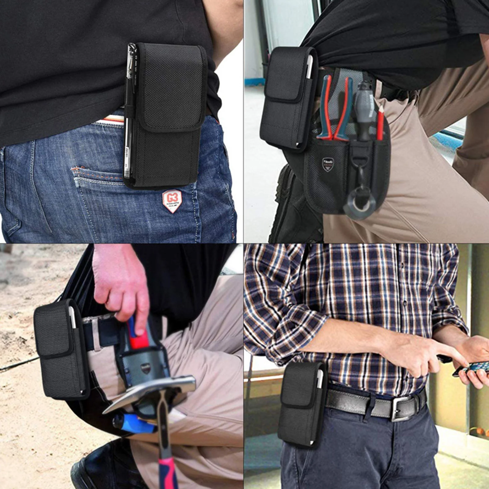 Cell Phone Holster Belt Protective Fabric Cell Phone Holster Nylon Phone Holsters Pouch Holder Case With Belt Clip/Loop For Men