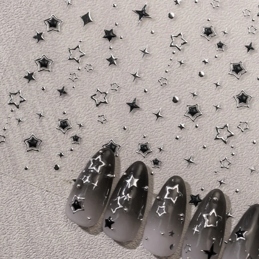 3D Relief Dreamy Star Nail Sticker Cartoon Smooth Hollow Pentagonal Star Nail Sticker Self-adhesive Nail Decorative Sticker DIY