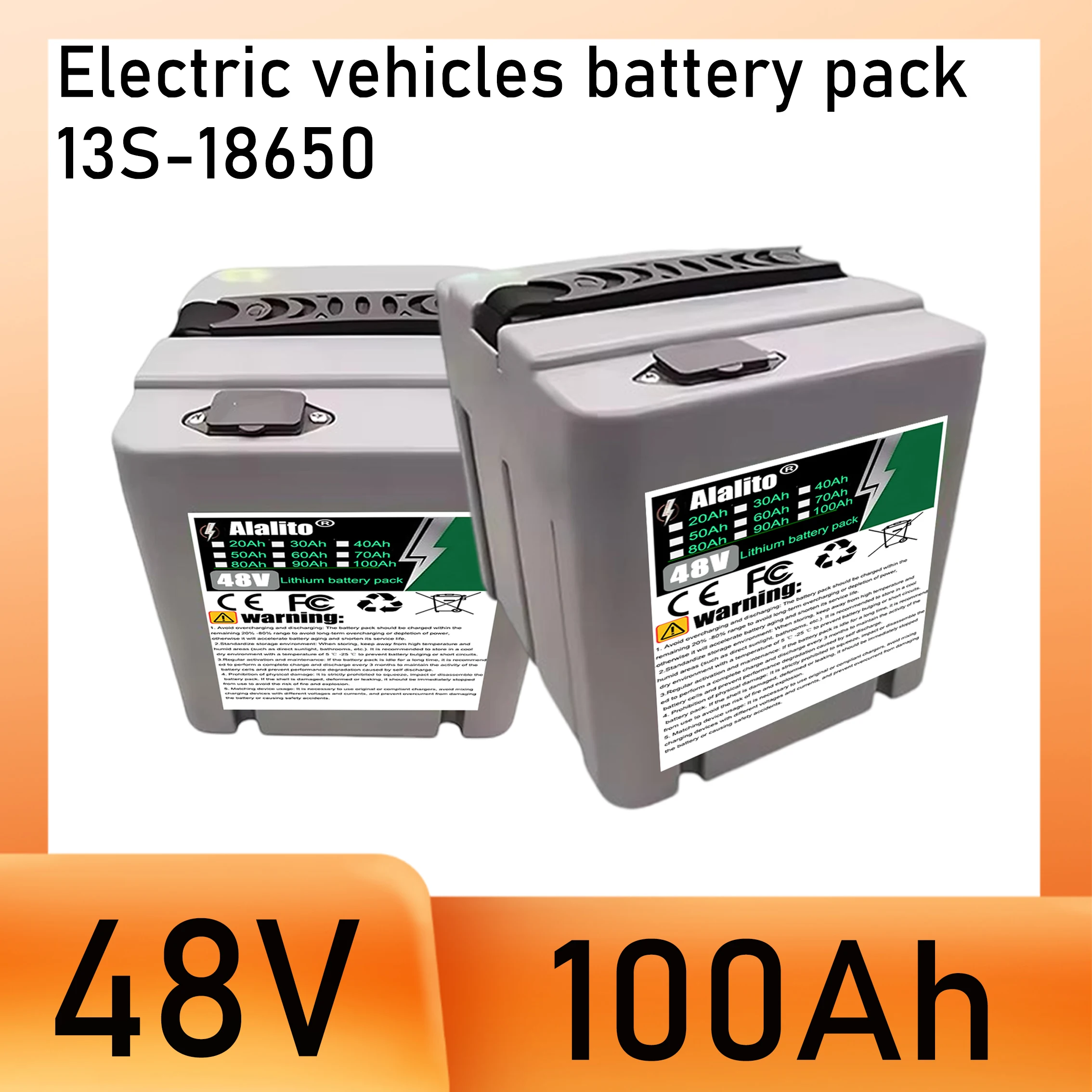 Adecuado para equipos con motor de 250-2000W, 48V, 20Ah 30Ah 40Ah 50Ah 60Ah 70Ah 80Ah 90Ah 100Ah, envío aéreo exprés