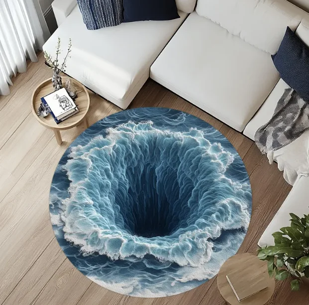 3D Lava Deep Hole Round Rug Optical Illusion Lava Pit Decor Round Rug Garden Outdoor Rug Modern Living Room Unique Home Gift