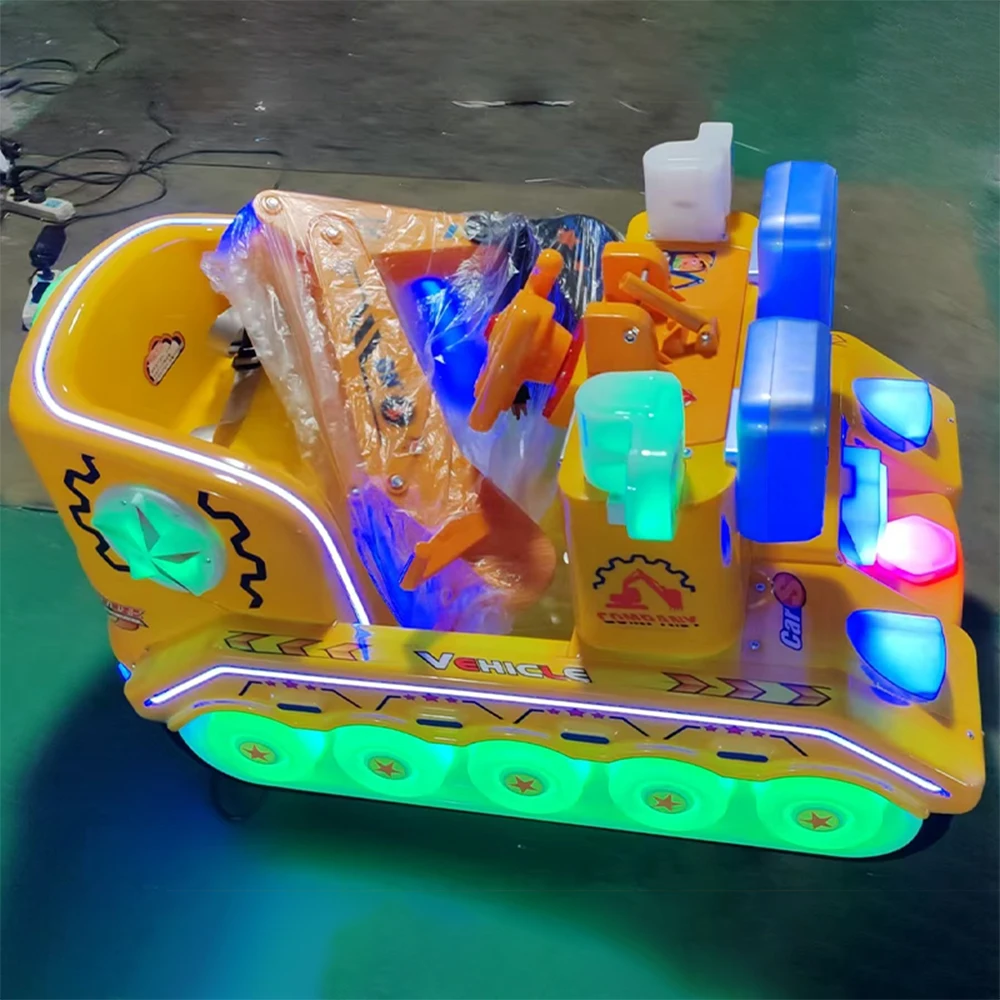 Excavator simulator electric car kids riding swing car arcade coin racing hot kids