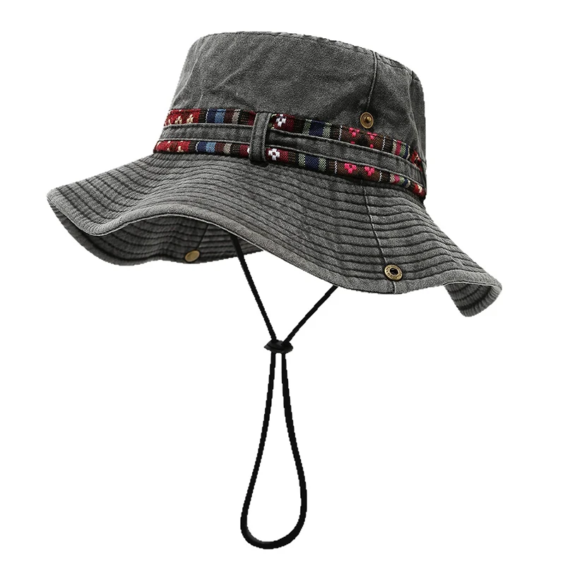

New Western Cowboy Hat Unisex Autumn Outdoor Sports Casual Climbing Fishing Hat Spring Summer Trendy Windproof Rope Sunshade Hat