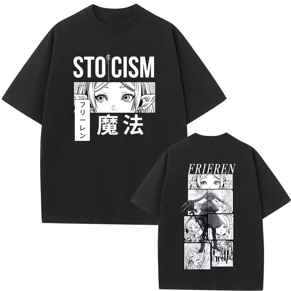 

Anime Frieren Beyond Journey's End Eyes Print T Shirt Fans Gift Men Women Manga Oversized T-shirt Unisex Casual Cotton T-shirts