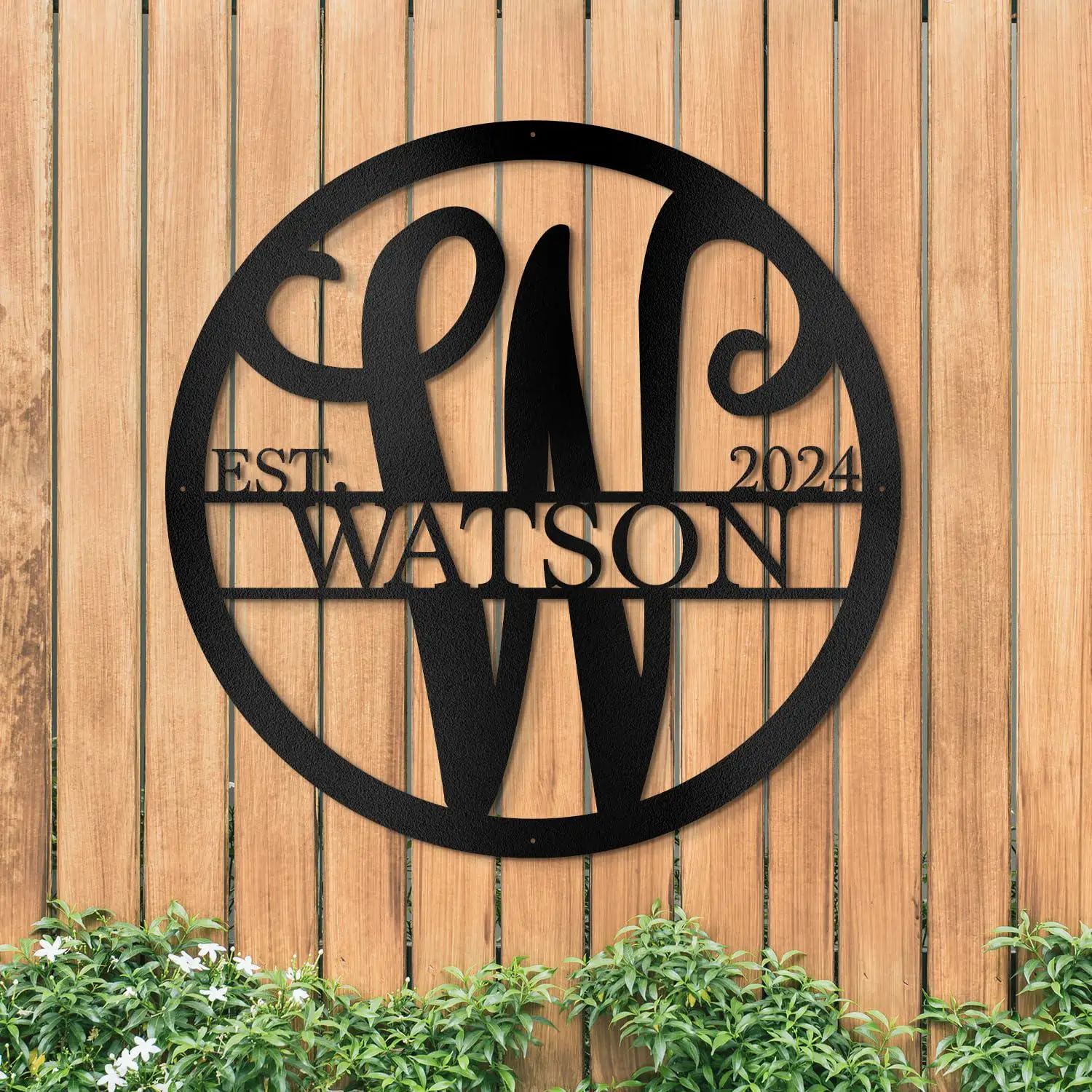 

Custom Personalized Metal Family Name Sign: Monogram Wall Decor