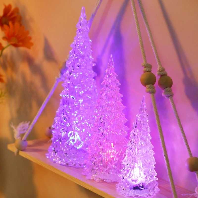Light Up Christmas Tree Plastic Christmas Holiday Figurines Christmas Tree Lamps