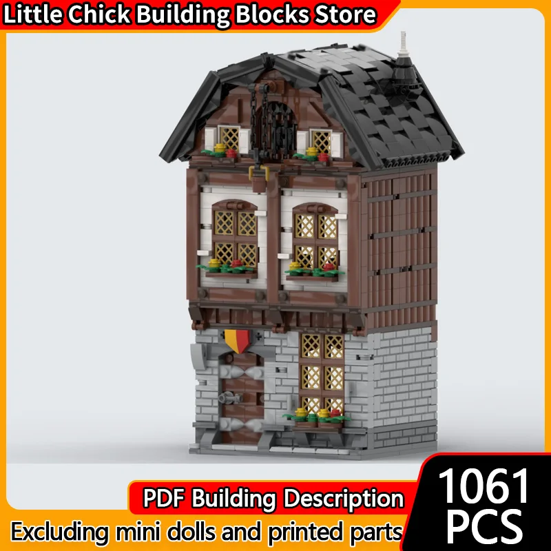 

City Street View Model MOC Building Bricks Medieval Town House Modular Technology Children Holiday Gifts Assemble Toys Suit
