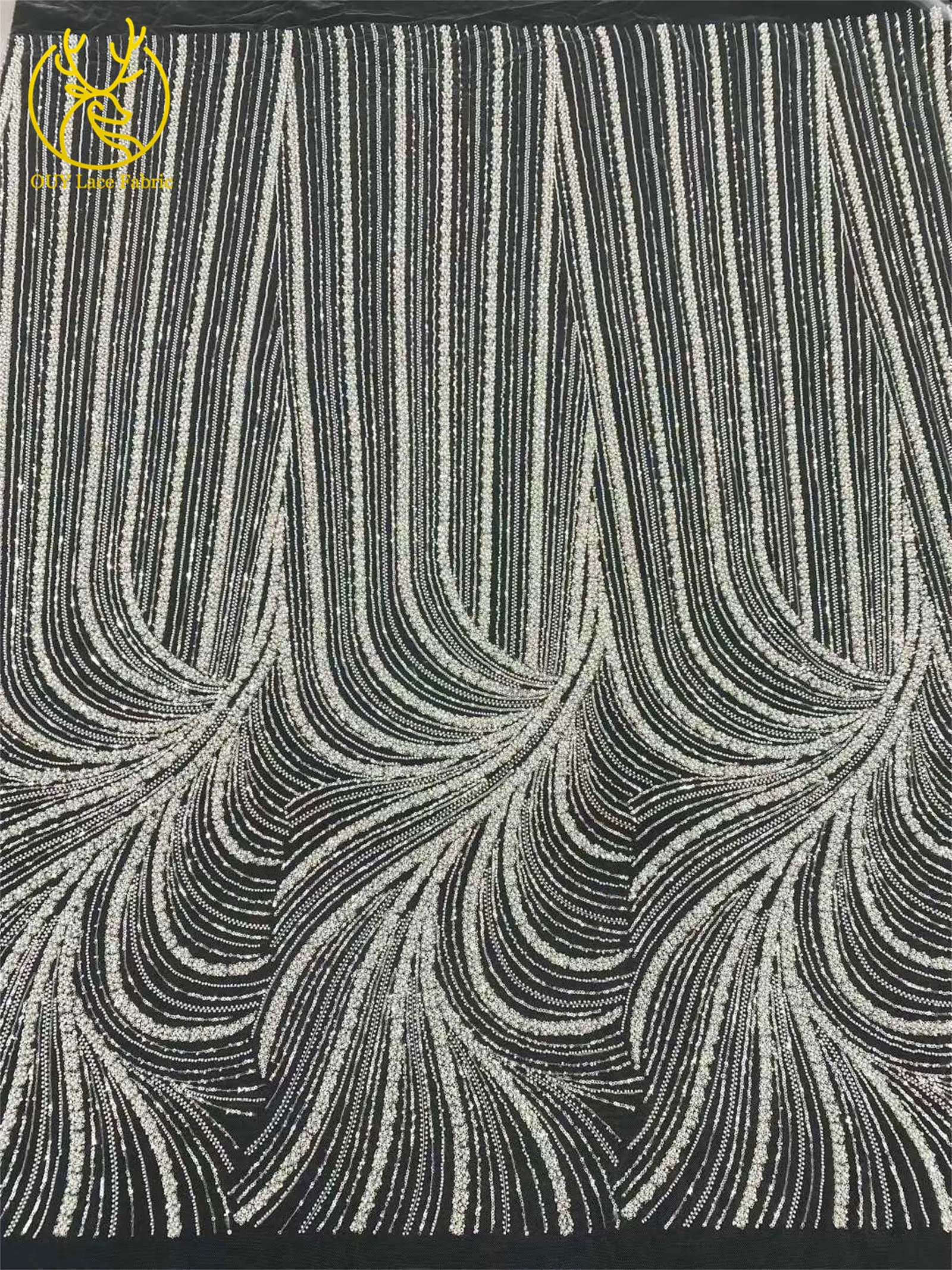 Weißer Afrikanischer Bräutigam Perlen-Spitzenstoff 2026 Eleganter Nigerianischer Französischer Pailletten-Tüllspitzenstoff für Braut- und Hochzeitskleider – Detail 15