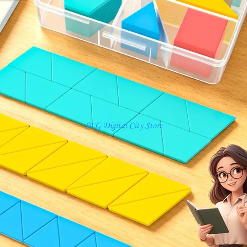 U75B Kids Geometric Tiles Colorful Plastic Geometry Puzzle Toy Math Teaching Tool For Student Children Hand On Learning